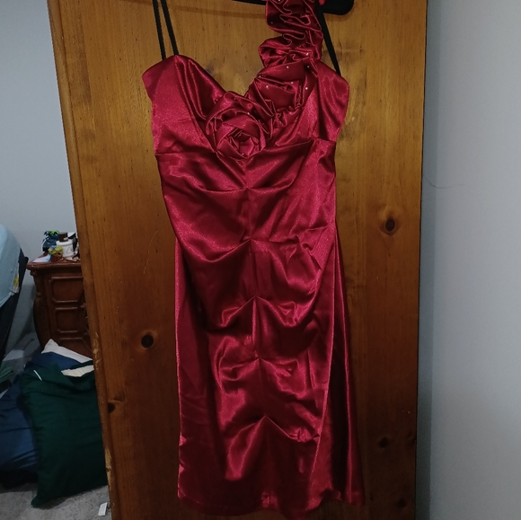 Red One Shoulder Dress - Picture 1 of 5